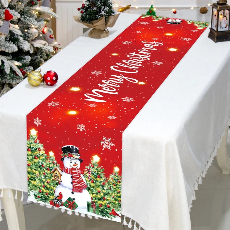 Christmas Table Runner Merry Christmas Decoration for Home Xmas Party Decor 2025 Navidad Notal Noel Ornament Happy New Year 2026
