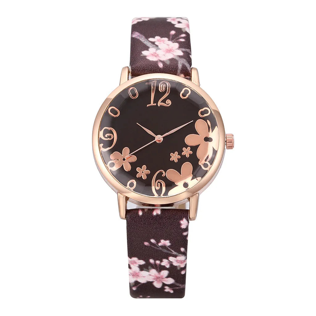 Watch for women with Colorful flowers small fresh printed belt Fashion Ladies Quartz Watch Exquisite watch часы женские