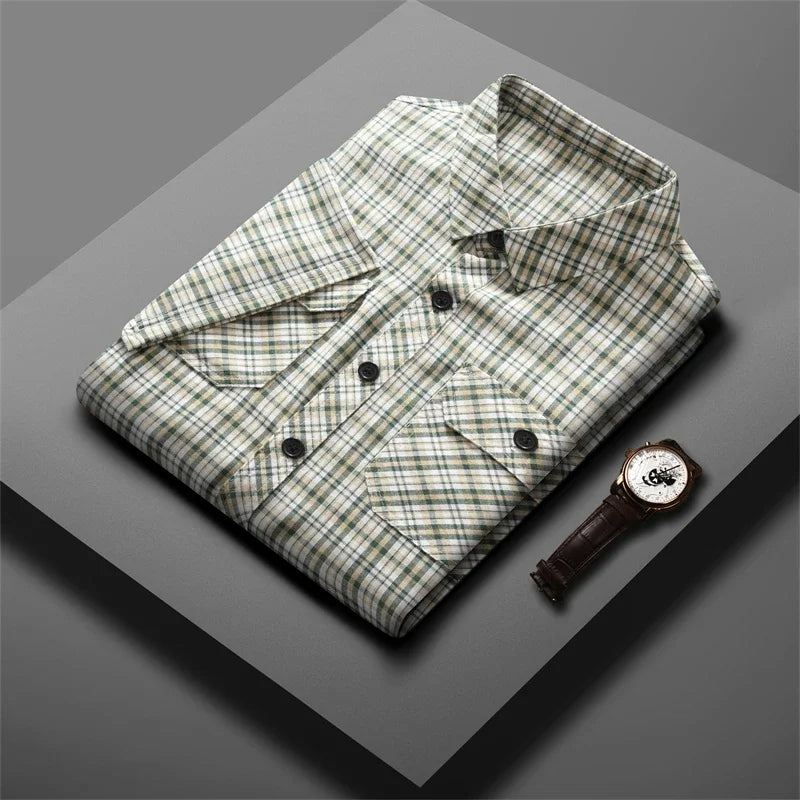 Men's Striped Workwear Casual Short Sleeved Shirt Wrinkle Resistant and Non Ironing Fashionable Top