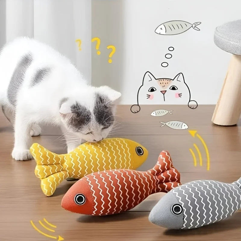 Cat Toys Fish, 3-Piece Catnip Toys for Cats, Interactive Kitten Exercise Toys, Indoor Cat Toys, Chew Toys - Suitable for Most Cats