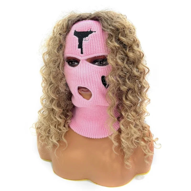 Balaclava Winter Three Hole Skiing Hat Face Masks Warm Hood Outdoor Knitted Pullover Hat Sports Scarf Multifunctional Hats