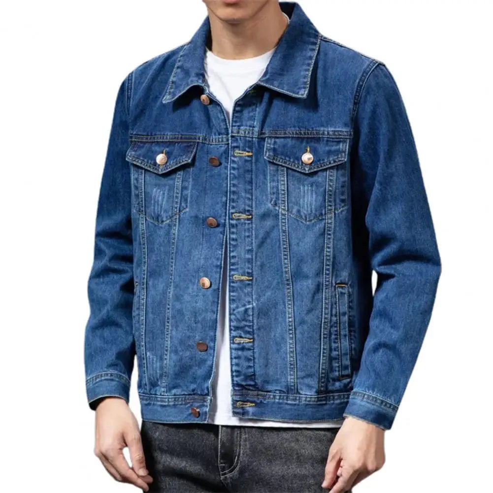 Denim Jackets for Men Coat Navy Blue Men Jacket Single-breasted Cardigan Denim Coat Male Jacket chaquetas hombre куртка мужская