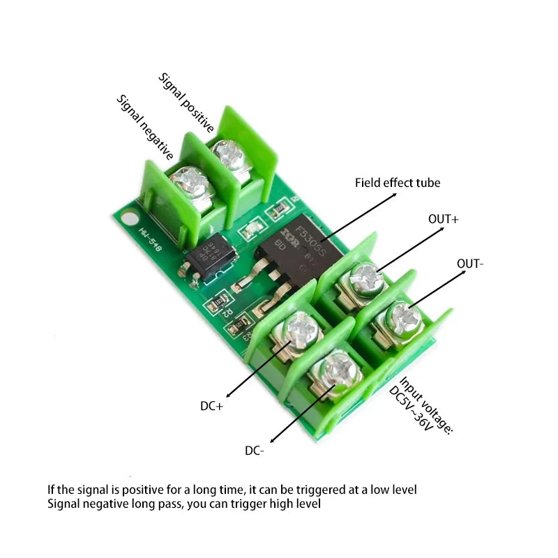 Electronic switch control board, pulse triggered switch module, DC controlled MOSFET optocoupler