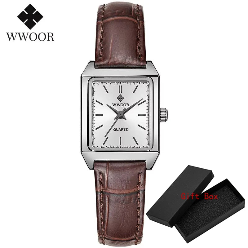 Fashion Top Brand Wwoor Womens Watches Black Small Square Wristwatch Woman Dress Bracelet Watch For Women Gift Xfcs Montre Femme