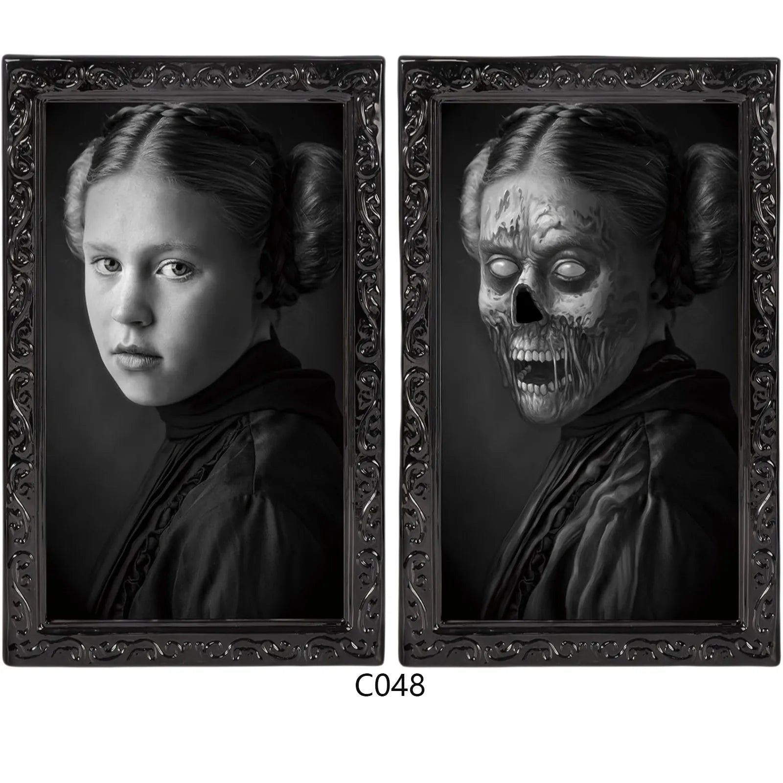 Halloween Scary Wall Decor 3D Changing Face Moving Picture Frames Portrait Gothic Horror Poster Mansion Decoration Party Supply