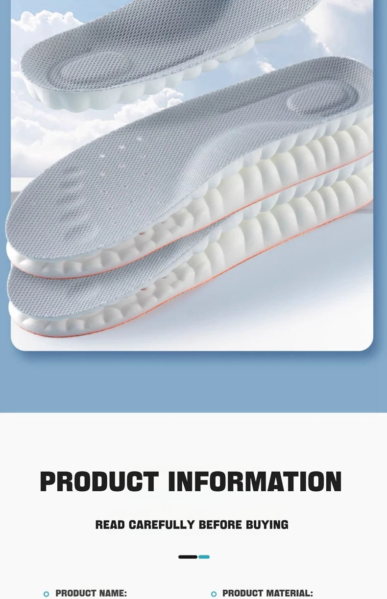 4D Massage Shoes Insoles Super Soft Latex Sports Insole for Feet Running Basket Shoe Sole Arch Support Orthopedic Inserts Unisex