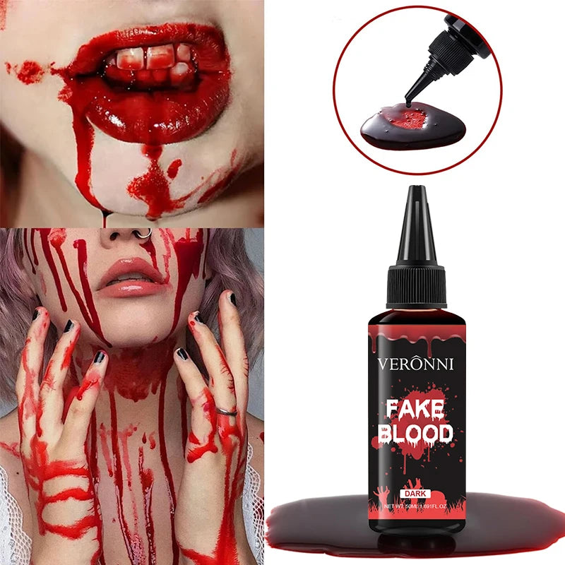 Halloween Makeup Kit-Liquid Latex SFX Cosmetic,Realistic Fake Blood & Wax with Spatula,Washable SFX Makeup for Halloween,Cosplay