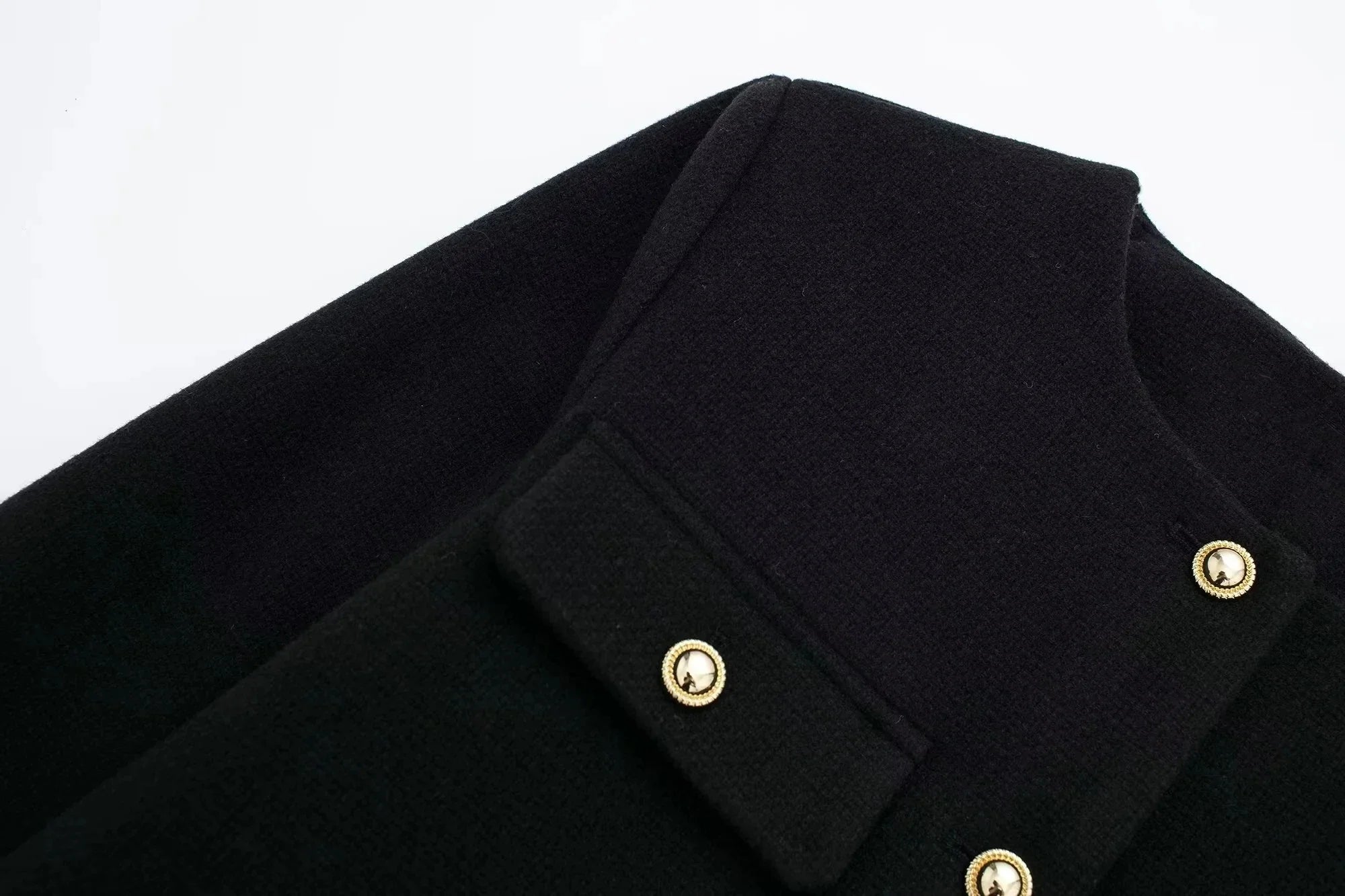 Women Elegant Cropped Jacket 2025 Women's Fashion Jacket O-Neck Long Sleeved Flip Pocket Coat Female Casual Outwear Tops