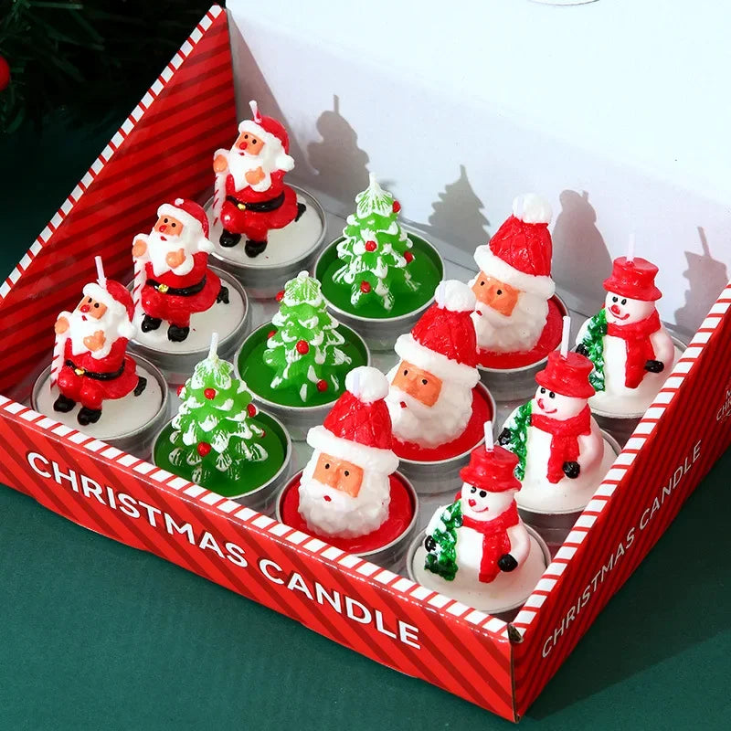 Christmas 12 sets of candles old man tree snowman carnival romantic decoration candlelight dinner Christmas painting small wax