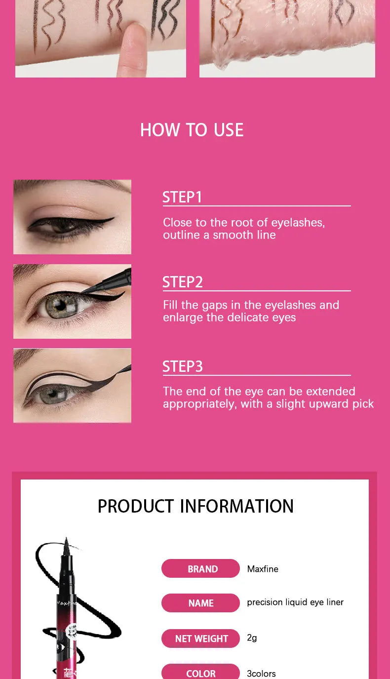 Long Lasting Quick Drying Waterproof Easy To Color Non Smudging Smooth Liquid Eyeliner