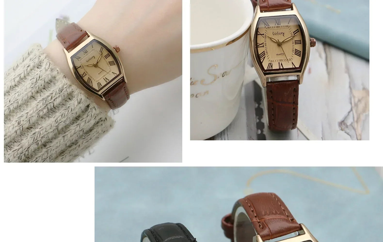 Watch for Women Small Ladies Wristwatches Brown Retro Vintage Leather Bracelet Watch Black Quartz Wristwatches Reloj Mujer