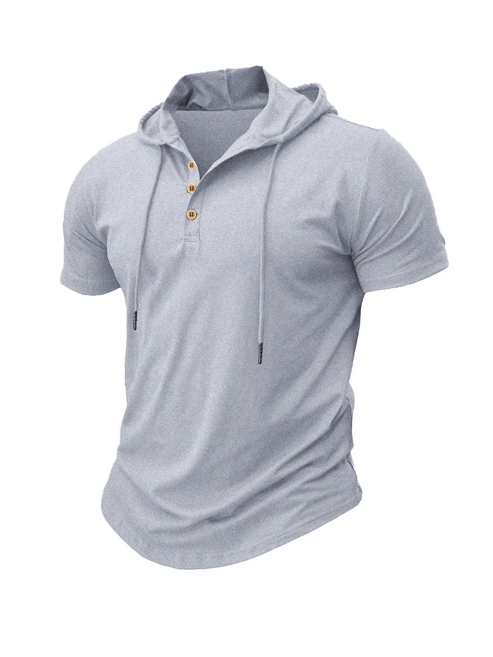 Men T Shirts  Summer Slim Fitness Hooded Short-Sleeved Bodybuilding Quick Dry Tshirt Male Gym Clothes Breathable Sports Tops