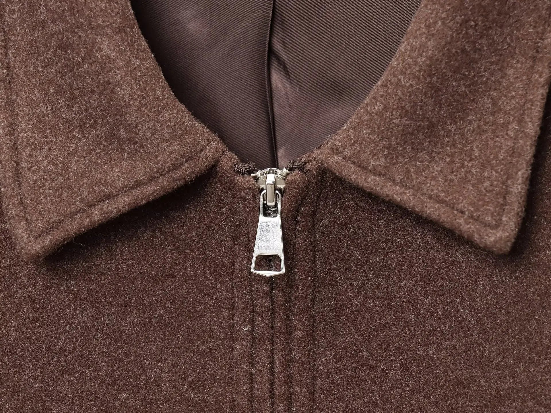 Women's Jacket New Fall Brown Long Sleeve Lapel Woolen Jacket Texture Jacket Casual Fashion Personality Versatile