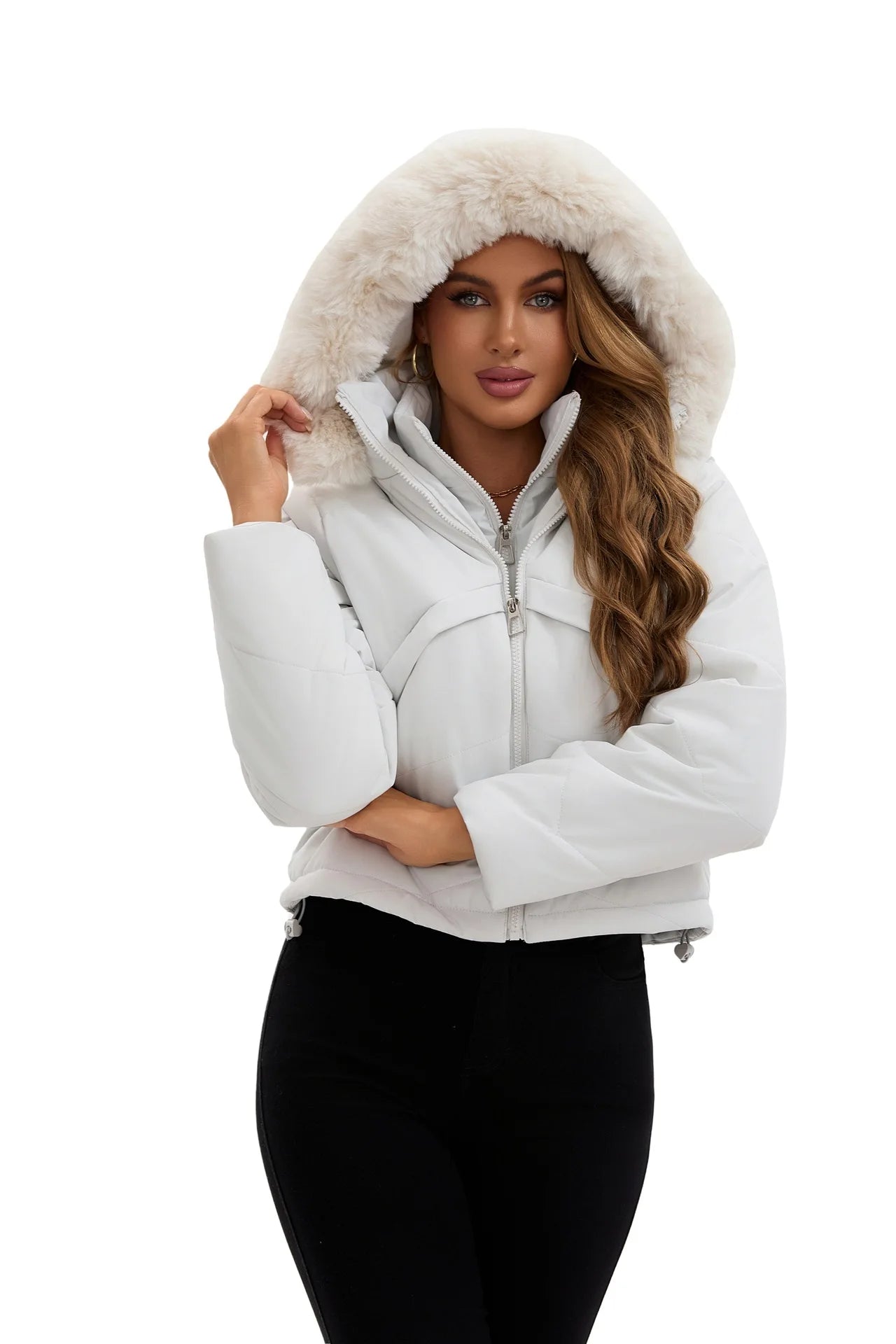 Women's jacket Faux 2pcs Cotton Padded Puffer jacket Hooded Winter Down Jackets Coats Parkas Detachable Sleeves Waistcoat HXY378
