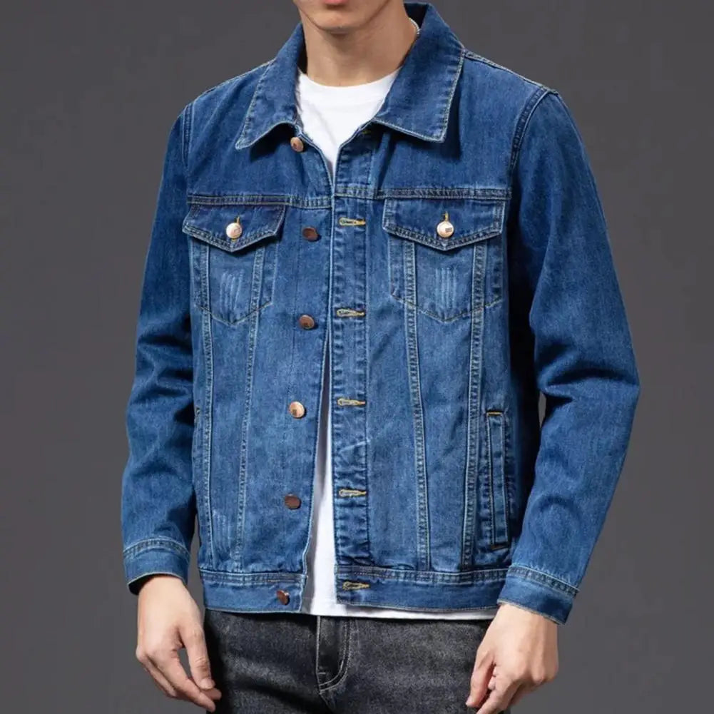 Denim Jackets for Men Coat Navy Blue Men Jacket Single-breasted Cardigan Denim Coat Male Jacket chaquetas hombre куртка мужская