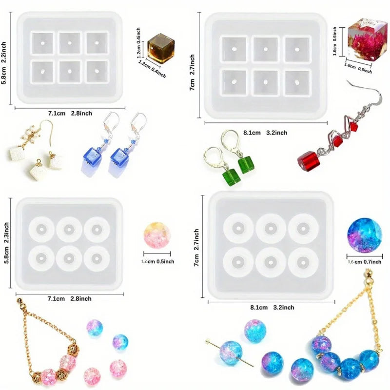 A Set of Four Crystal Ball Beads Making Silicone Mold，ApplicableDIYMaking Bracelet、Necklace、Keychain、Pendant、Jewelry and Epoxy R