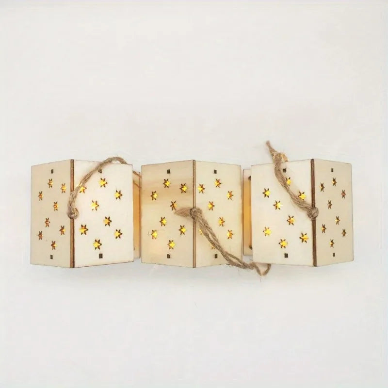 Christmas Wooden Crafts Wooden Christmas Small House Cabin Lighting Ornaments Pendant Christmas Tree Decoration