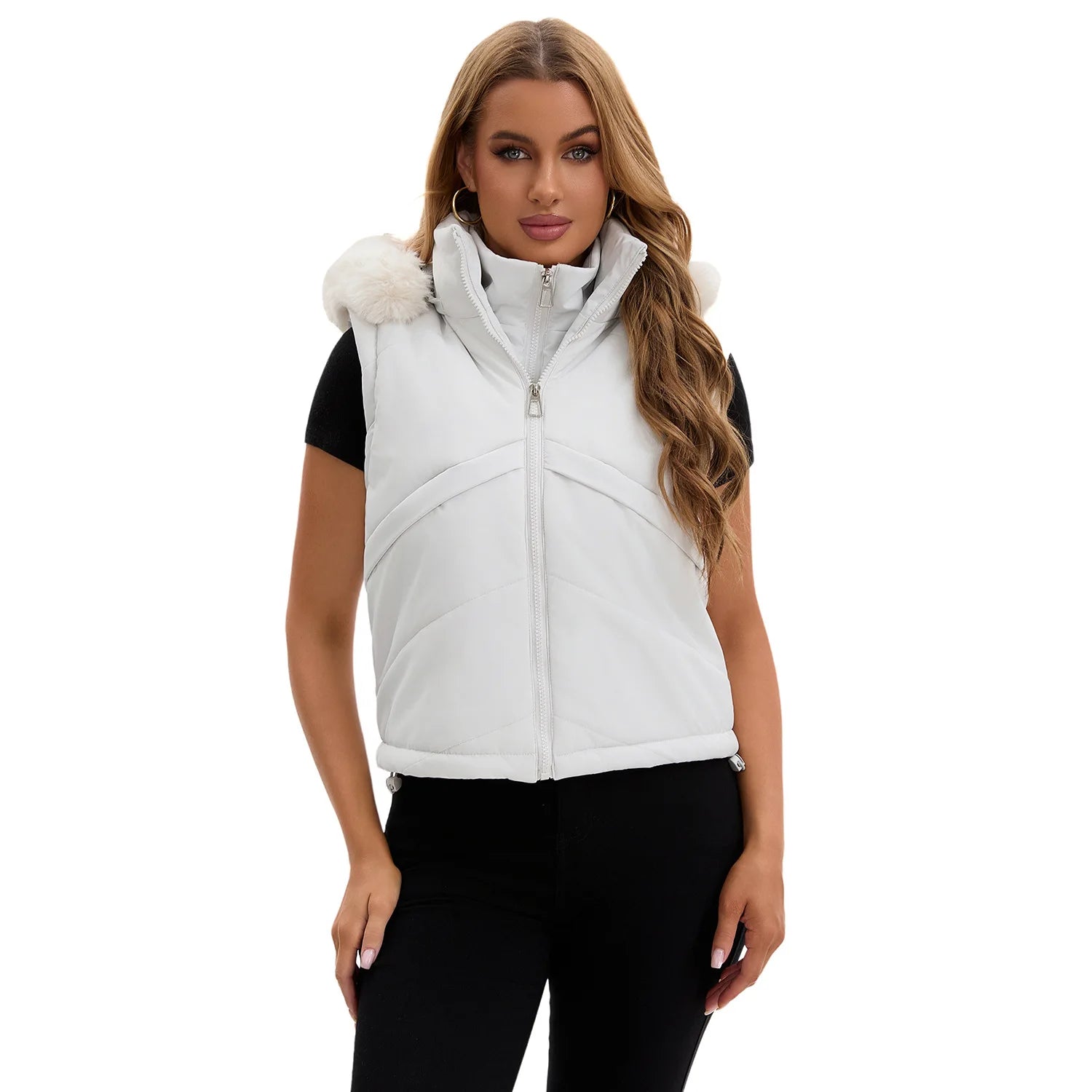 Women's jacket Faux 2pcs Cotton Padded Puffer jacket Hooded Winter Down Jackets Coats Parkas Detachable Sleeves Waistcoat HXY378