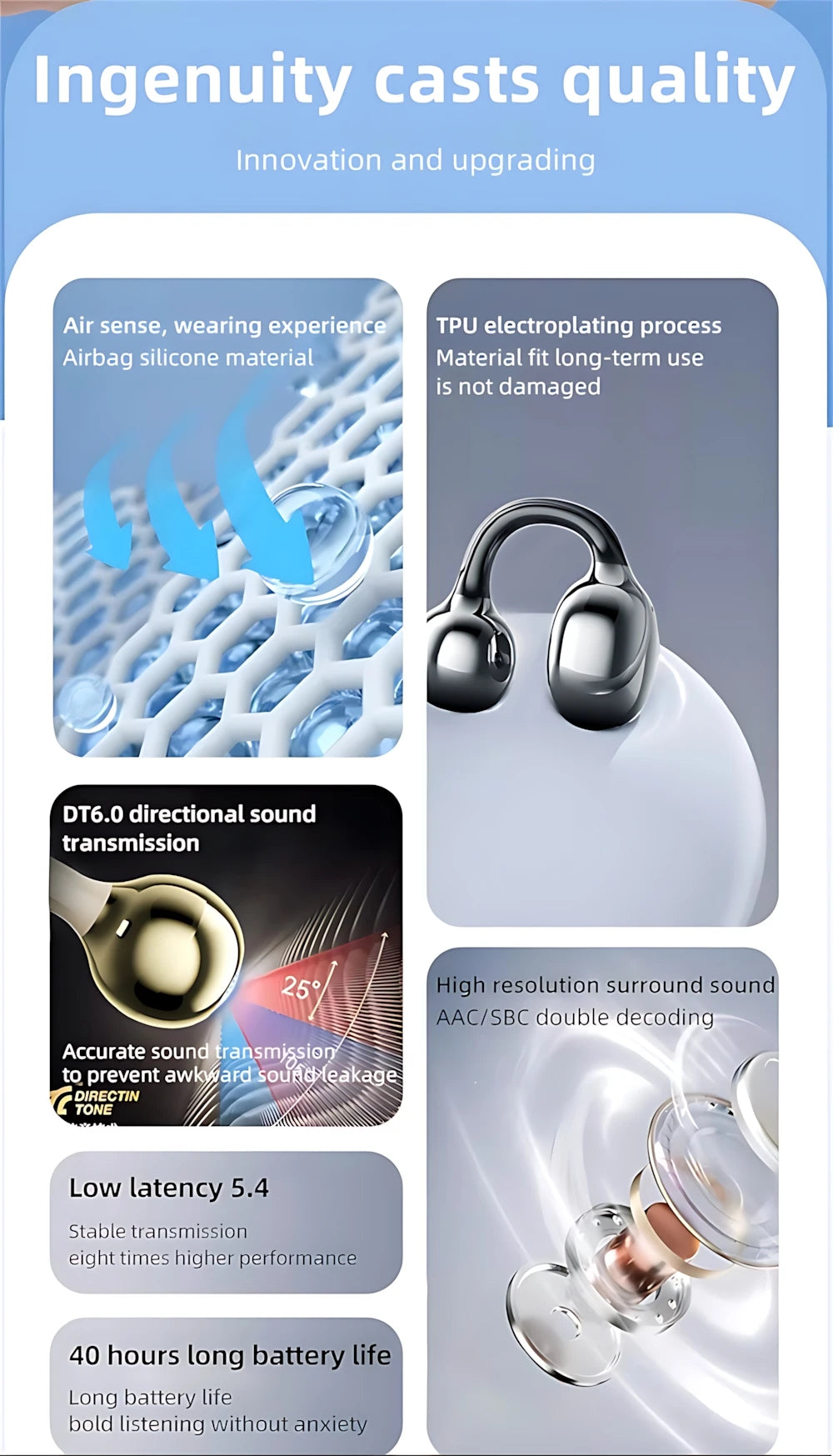 Wireless Headphones Fone Bluetooth Headset With Mic Handsfree Noise Canceling Earphones Clip Ear Music  Sports Gaming Earplug