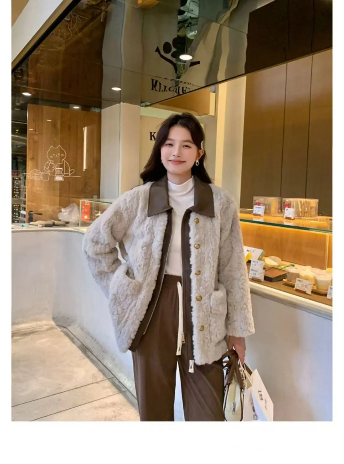 Women's Winter Jacket Little Fragrant Lamb Wool Coat Female Short Winter New Loose Thickened Mao Mao Top Cotton-padded Jacket