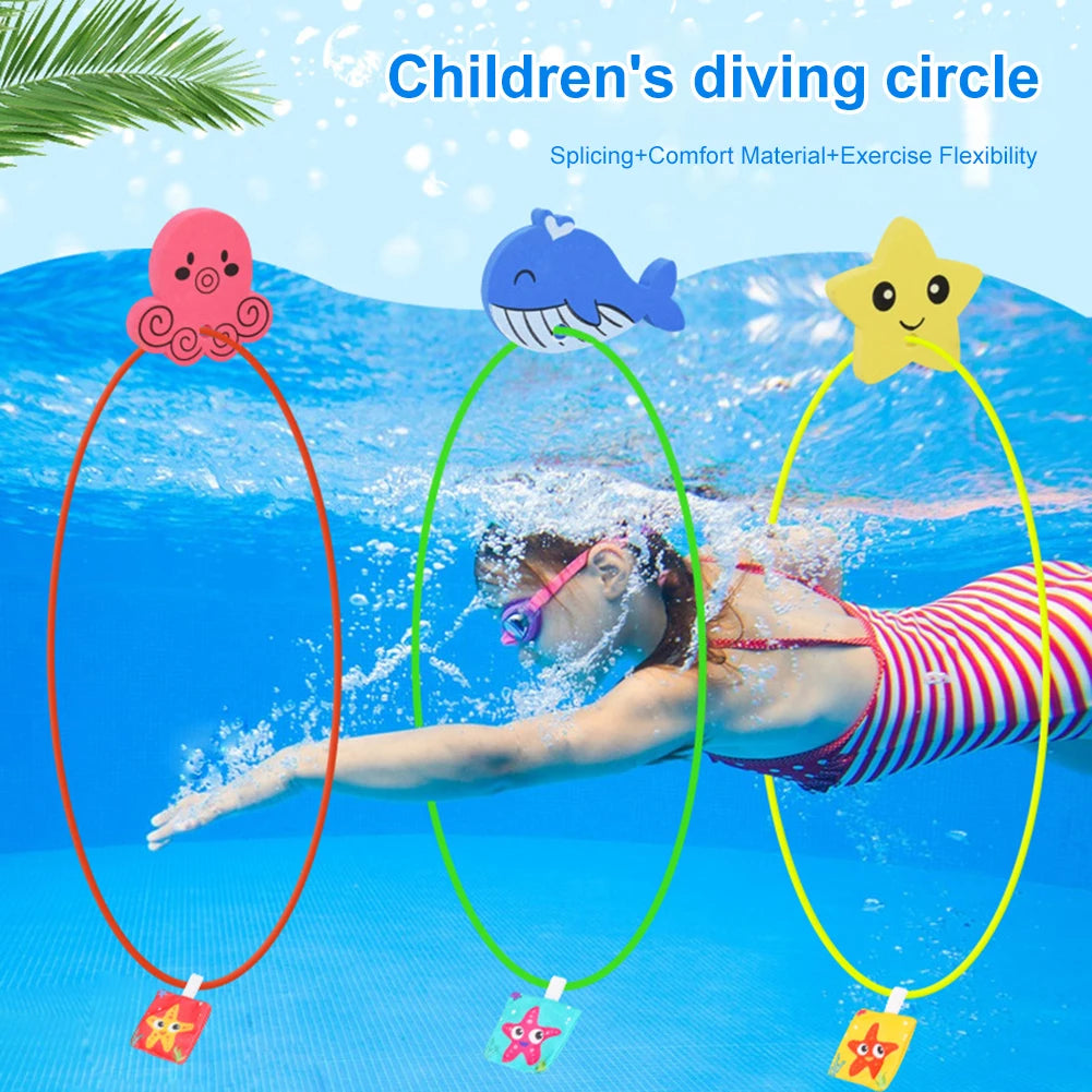 Kid's Summer Diving Water Toys 80cm 1set Diving Toy Rings Diving Swim Through Rings Strong Resilience Best Pool Gifts for Kids