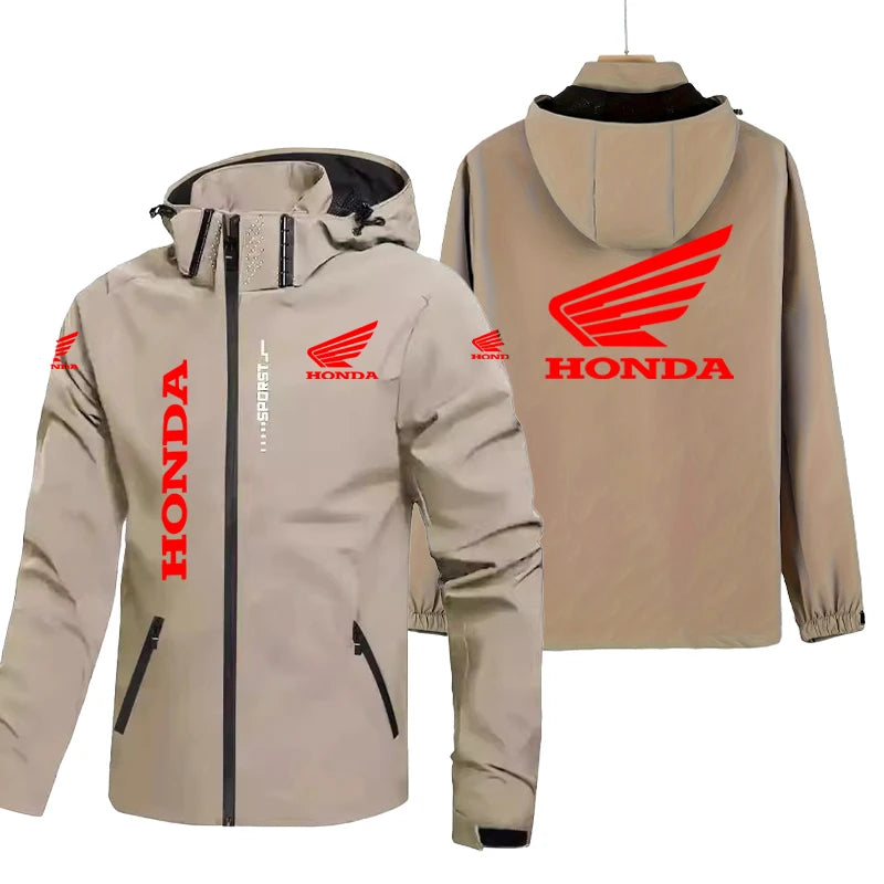 Honda Motorcycle Jacket Men's Hooded Windproof And Waterproof Coat With Detachable Hood And Zipper Shirt, Large Size Riding Suit