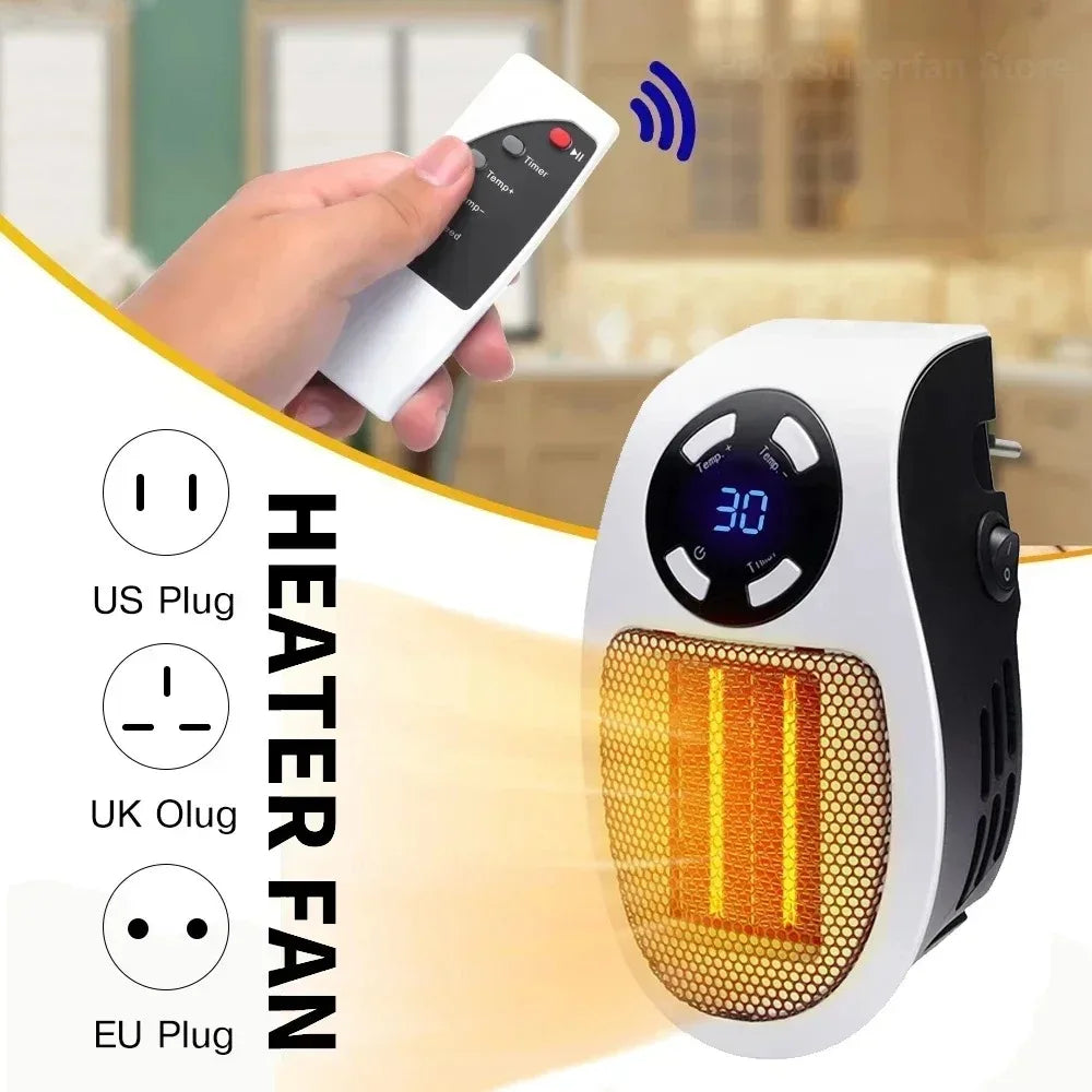EU/US 500W Mini Heater for Home Small Bathroom Heating Fans Wall Mounted PTC Ceramic with Remote Control Household