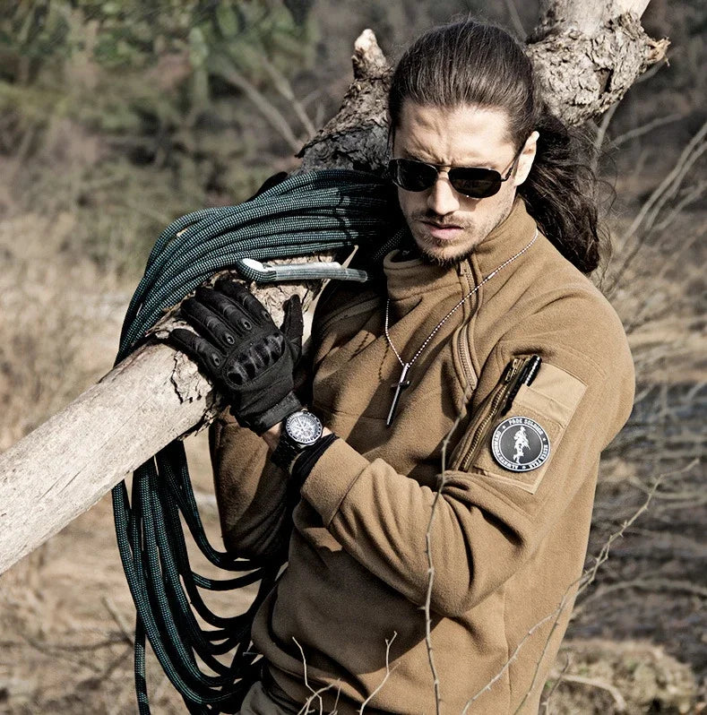 US Men's Tactical Outdoor Jacket Hunting Clothes Warm Zippers Fleece Pullover Man Windproof Spring Winter Coat Thermal Underwear