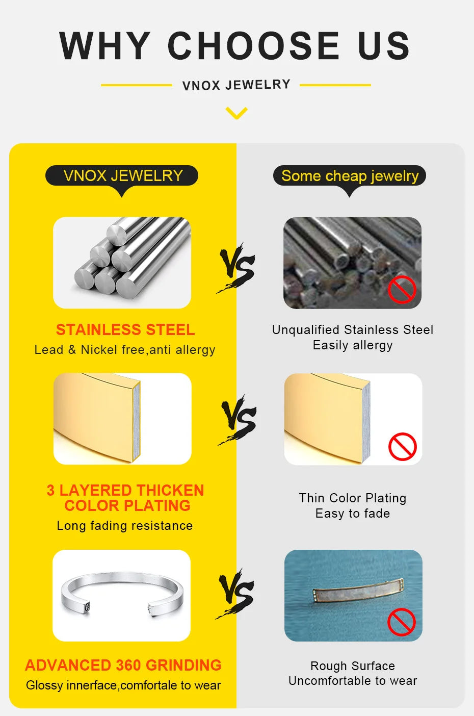 Vnox 1.7mm Square Snake Chain Bracelets for Men, Stainless Steel Cool Bracelet, Basic Casual Wristband