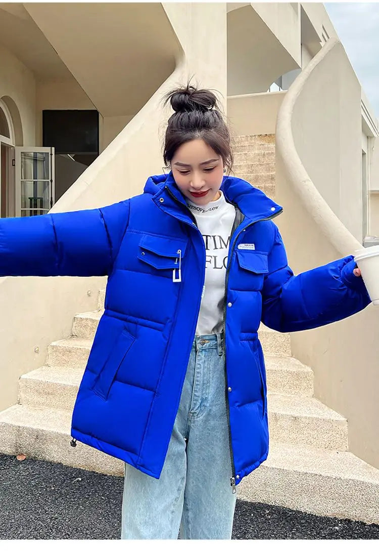 New Winter Women Down Cotton Jackets Casual Oversized Parkas Thick Warm Hooded Pattern Coats Female Winter Outwear Sports Parkas