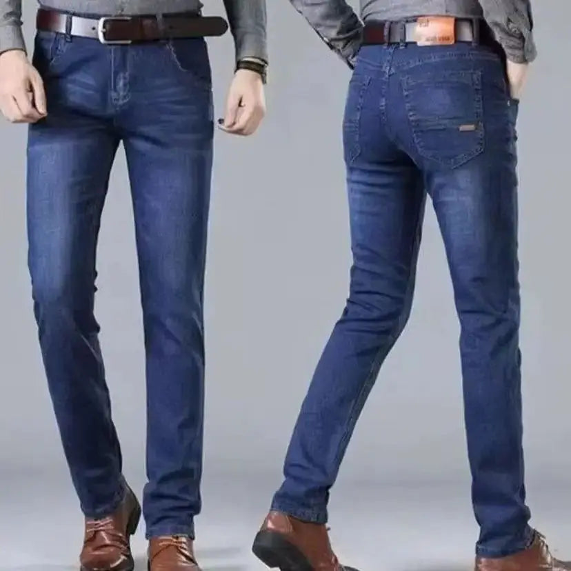 Fashion Men Jeans Stretch Straight Leg Casual Slim Fit Denim Pants Male Brand Luxury Design Business Classic Trousers