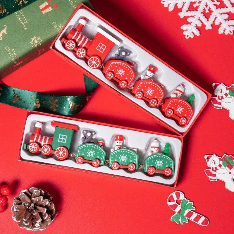 Christmas Decorations 2025 Christmas Wooden Train Xmas Tree Ornament Navidad Noel Home Decor New Year's Eve Decorations Kid Gift