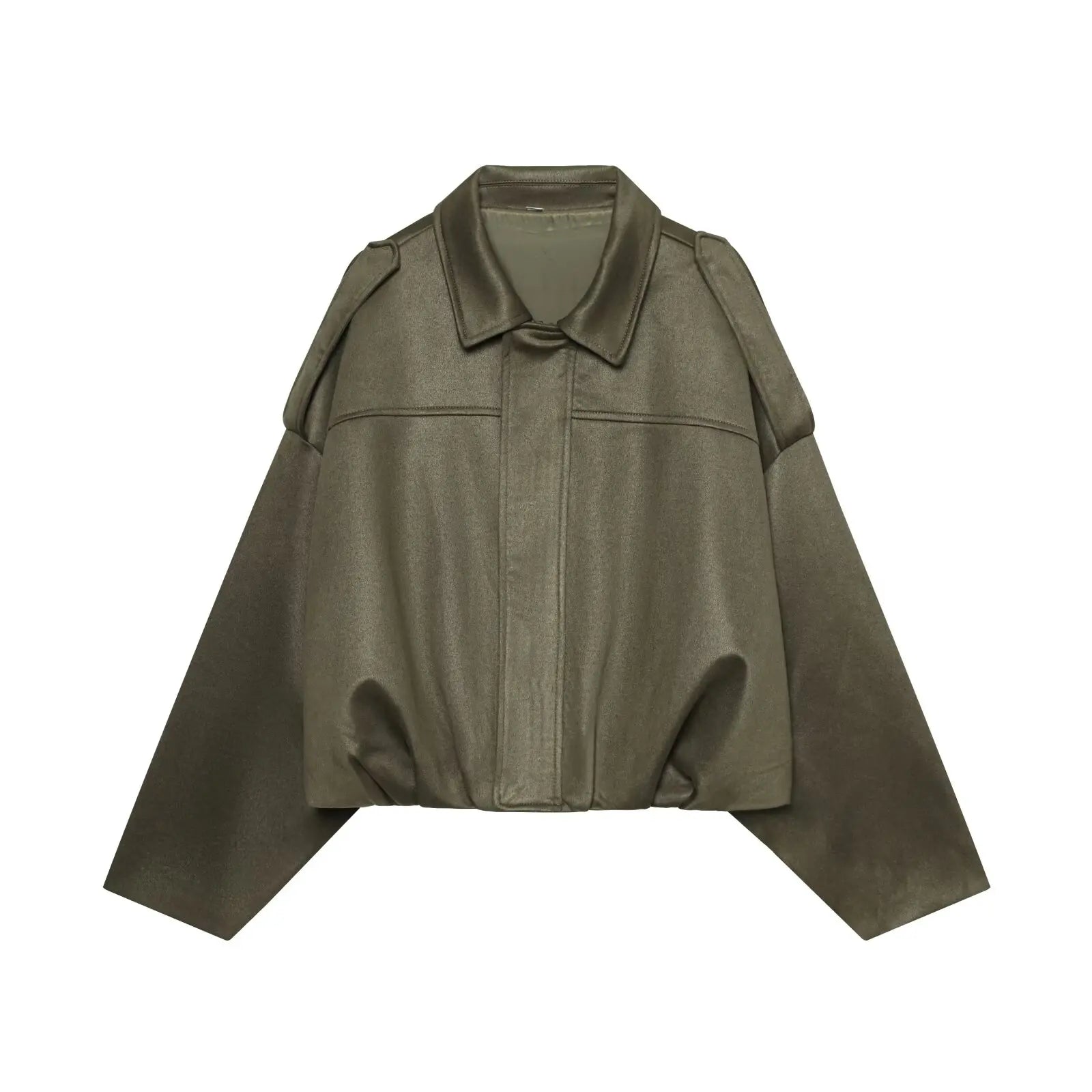 Women's Fashion Jacket Chic Street Fashion Coat: Elegant Women's Autumn Jacket with Loose Bat Sleeves for Youth