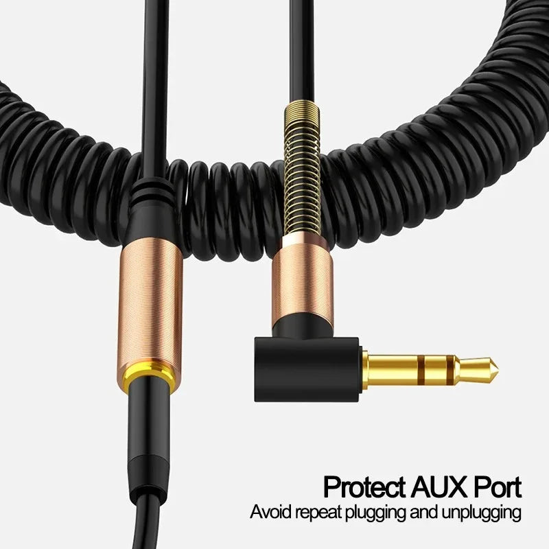 3.5mm Jack Audio Cable3.5mm Car Spring AUX Cable Gold Plated jack male to male speaker cables Cord for TV PC Car  mobile phones