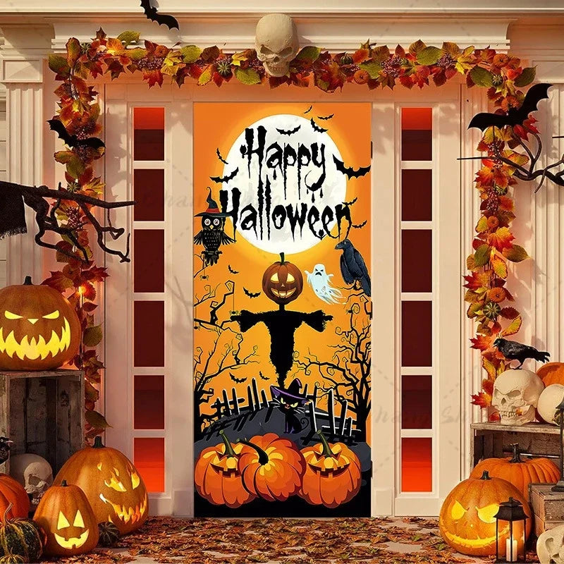 Halloween decoration, horror door cover, witch background, holiday party supply, vampire porch, home decoration gifts