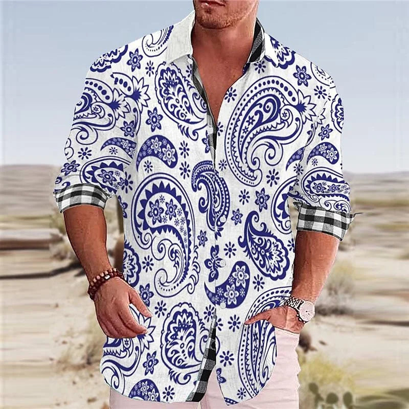 New men's shirts in summer color lines 3D printing long-sleeved single-breasted shirts fashion design ball party jacket S-6XL