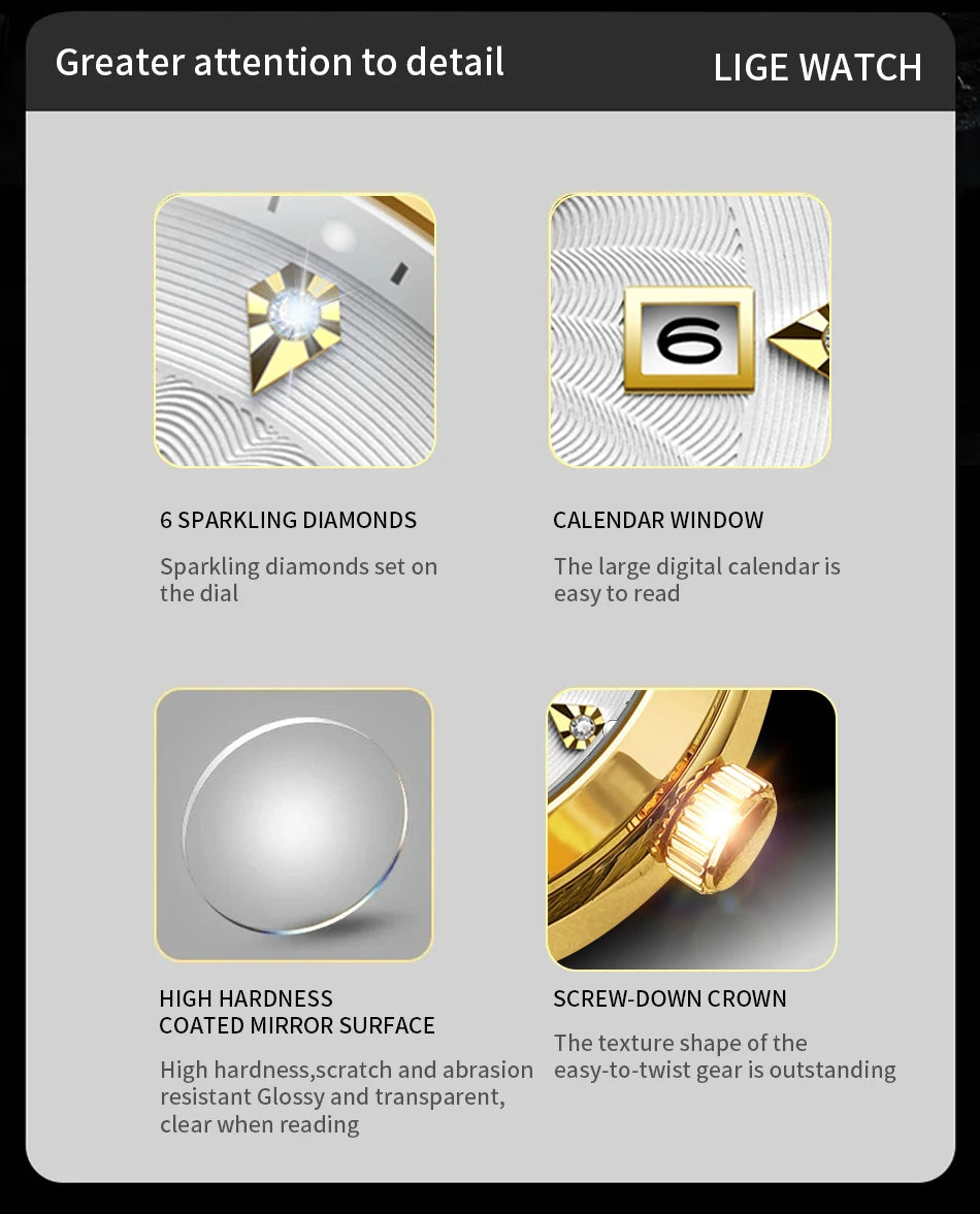 2025 New Women's Watch LIGE Fashion Elegant Bracelet Ladies Watch Outdoor Sports Waterproof Quartz Watches for Women Reloj Mujer