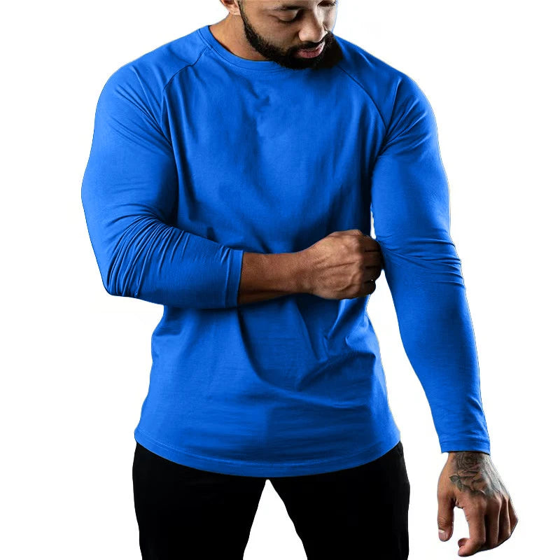 Mens T Shirts Casual Round Neck Long Sleeve Cotton Moisture Wicking Tees Tanks White Black Undershirts Loose Fit Tshirts for Men