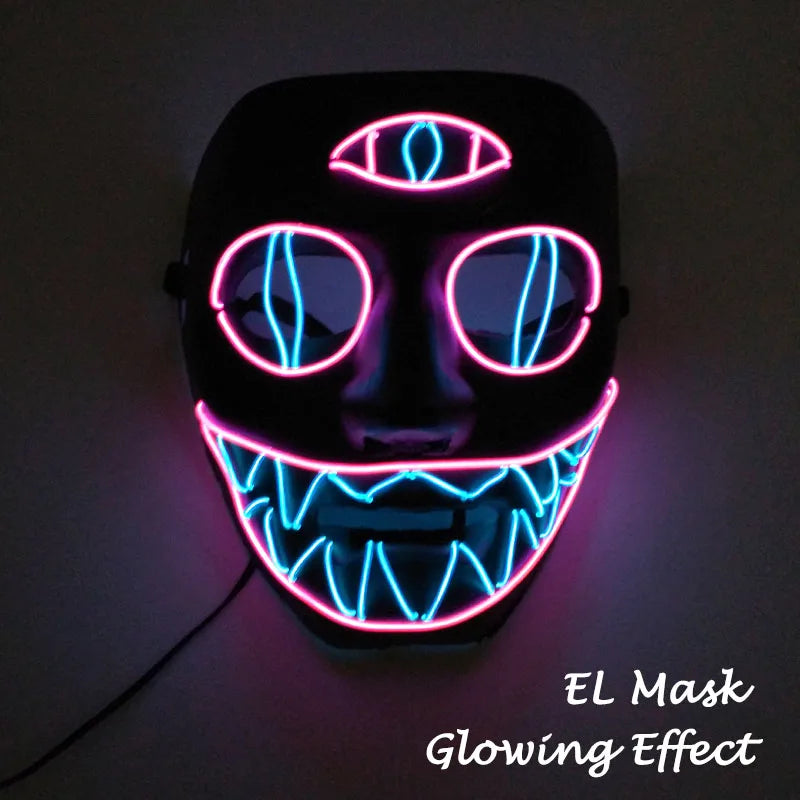 Halloween Carnival Party Costume Decoration Luminous LED Mask Halloween Mask LED Maske Light Up Party Masks for Glow Party