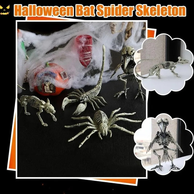 Halloween Animal Skeleton Decration Horror Mouse Skeleton Simulation Realistic Bones Scary Halloween Party Props