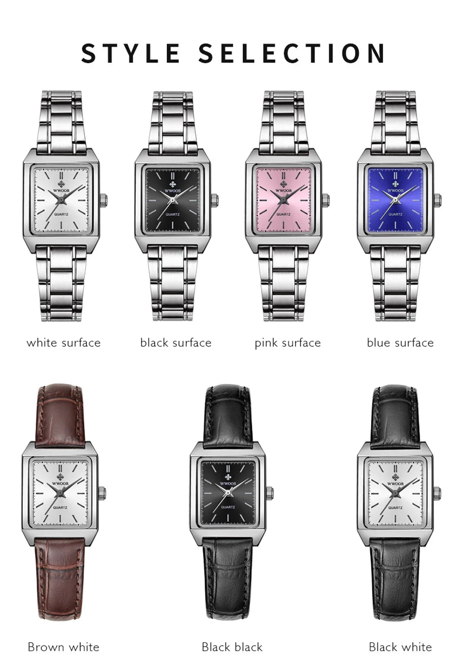 Fashion Top Brand Wwoor Womens Watches Black Small Square Wristwatch Woman Dress Bracelet Watch For Women Gift Xfcs Montre Femme