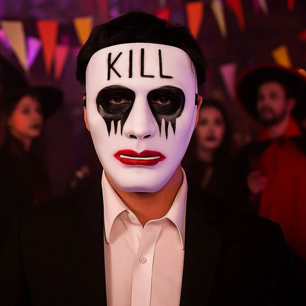 Dress Up Props White Makeup Halloween Mask Hand-painted Scary Street Dance Mask Full Face Cosplay Mask Party Supplies