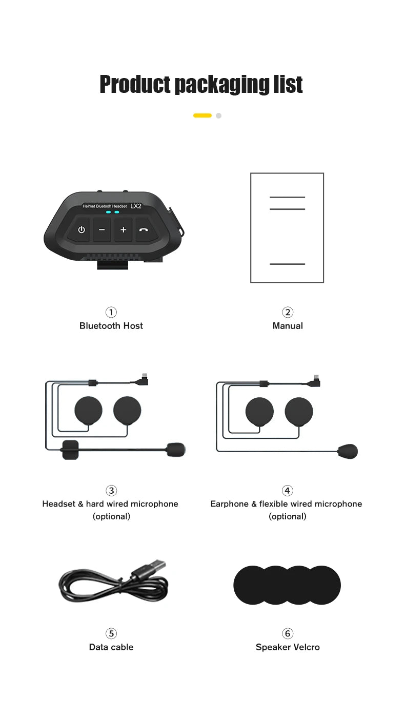 Motorcycle Helmet Earphone Bluetooth Headset Waterproof Voice Assistant Moto Earphone Motorbike Hands Free Wireless Headphone