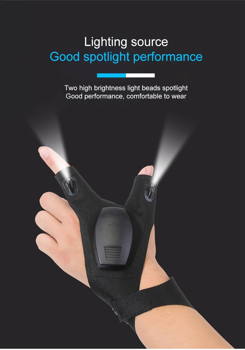 Rechargeable Led Flashlight Glove Gift for Dad Boyfriend Husband Lights Car Guy Cool Gadgets Tools for Fishing Camping Repair