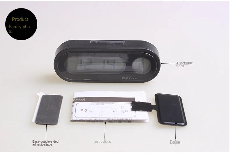 Car Clock Time Watch Mini Electronic Auto Clocks Luminous Interior Thermometer LCD Backlight Digital Display Car Accessories