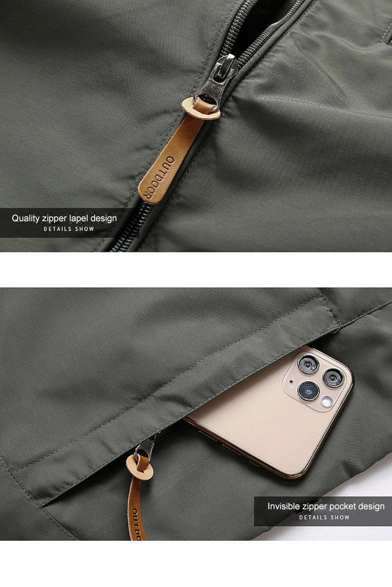 Men Autumn Waterproof Jackets Casual Hooded Windbreaker Field Camping Fishing Coat Outerwear Baseball Hiking Jacket Man Clothing