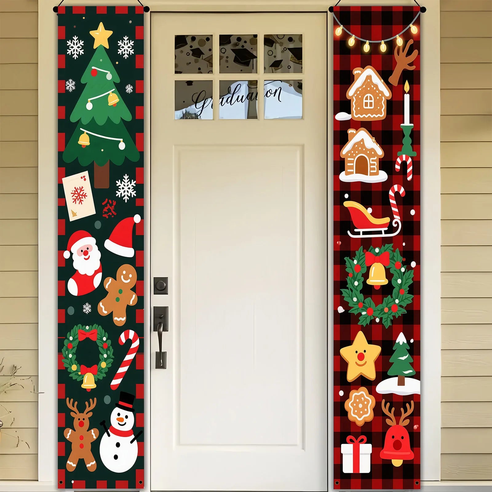 Christmas Couplets Door Decorations Santa Claus Gingerbread Man Snowman Festive Home Decoration Wall Art