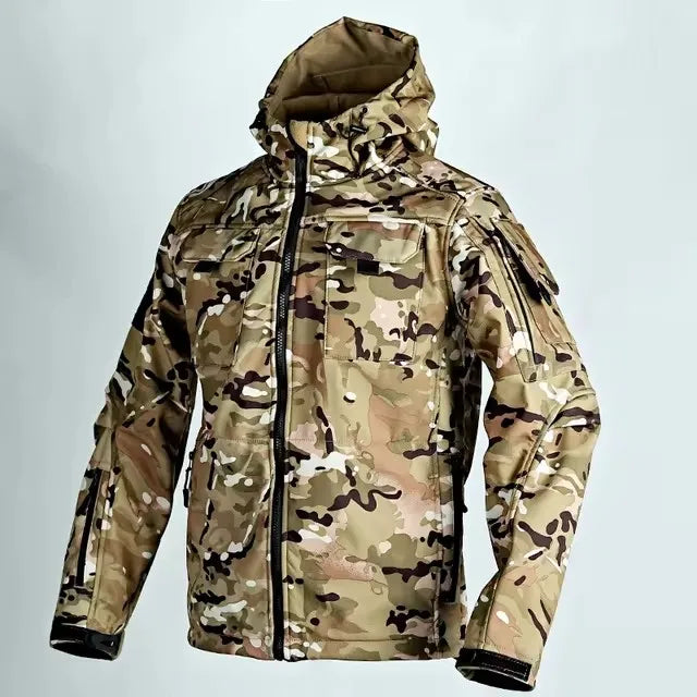 Tactical Jackets Men Outdoor Waterproof Hood Windbreaker Work Wear Soft Shell Multi-pockets Hunting Motorcy Tops Winter