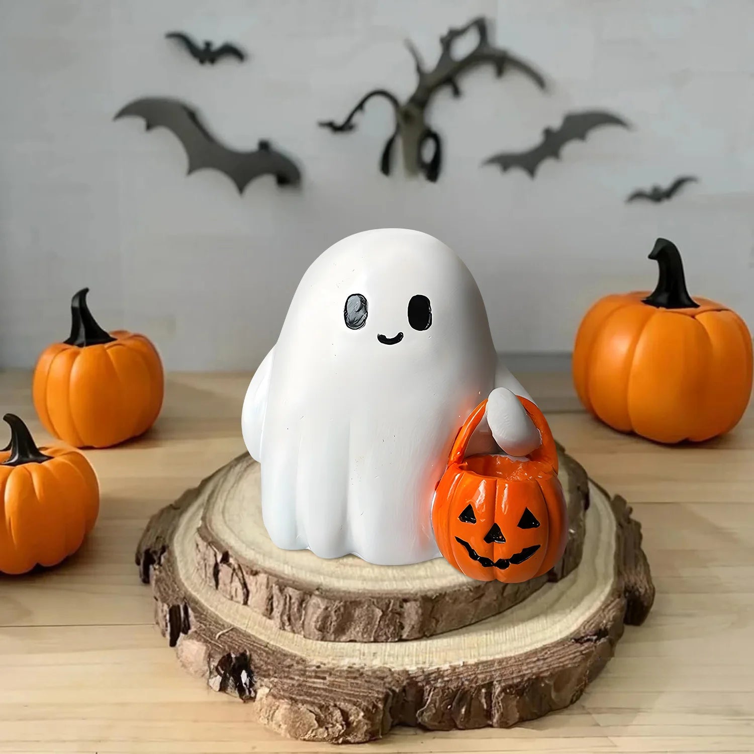 Halloween Resin Ghost Pumpkin Ornament Cute Desktop Decor Creative Home Craft