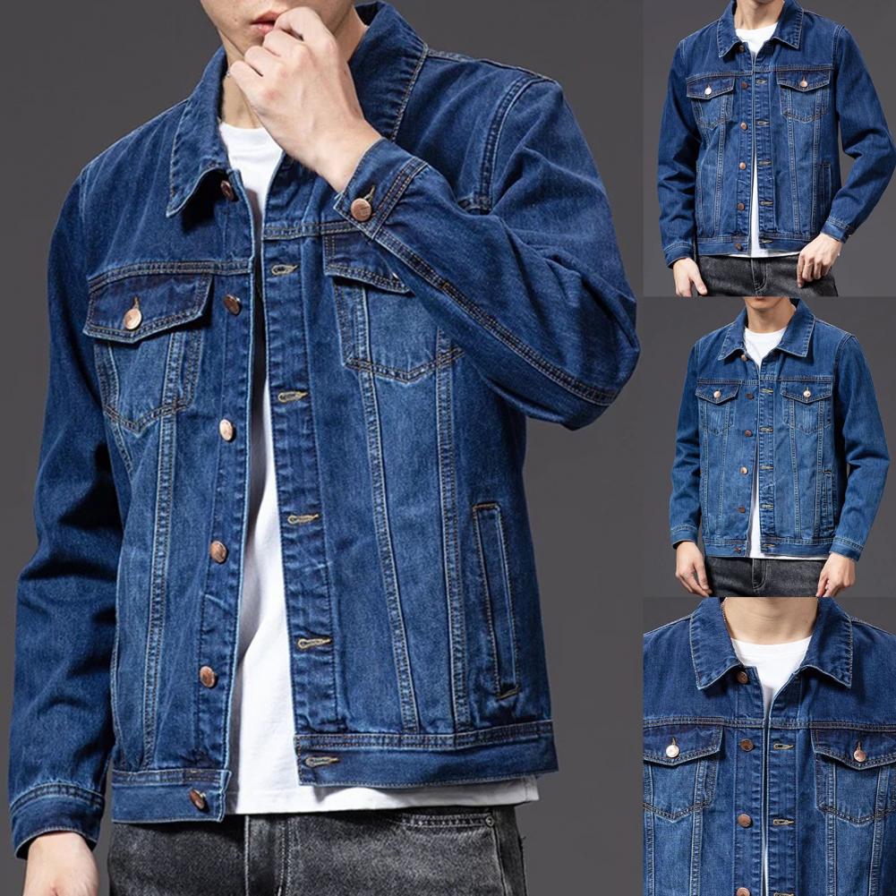 Denim Jackets for Men Coat Navy Blue Men Jacket Single-breasted Cardigan Denim Coat Male Jacket chaquetas hombre куртка мужская